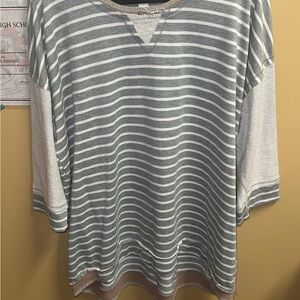 Striped Gray and Cream Top